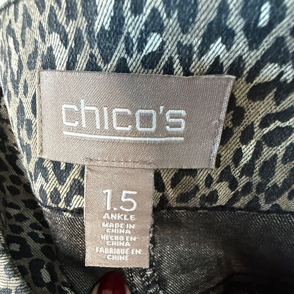 Chico Leopard Print Ankle Length Pant, Size 1.5 - image 2